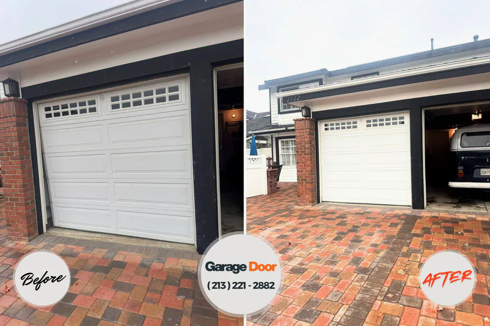 Before and after: garage door repair Hardin County